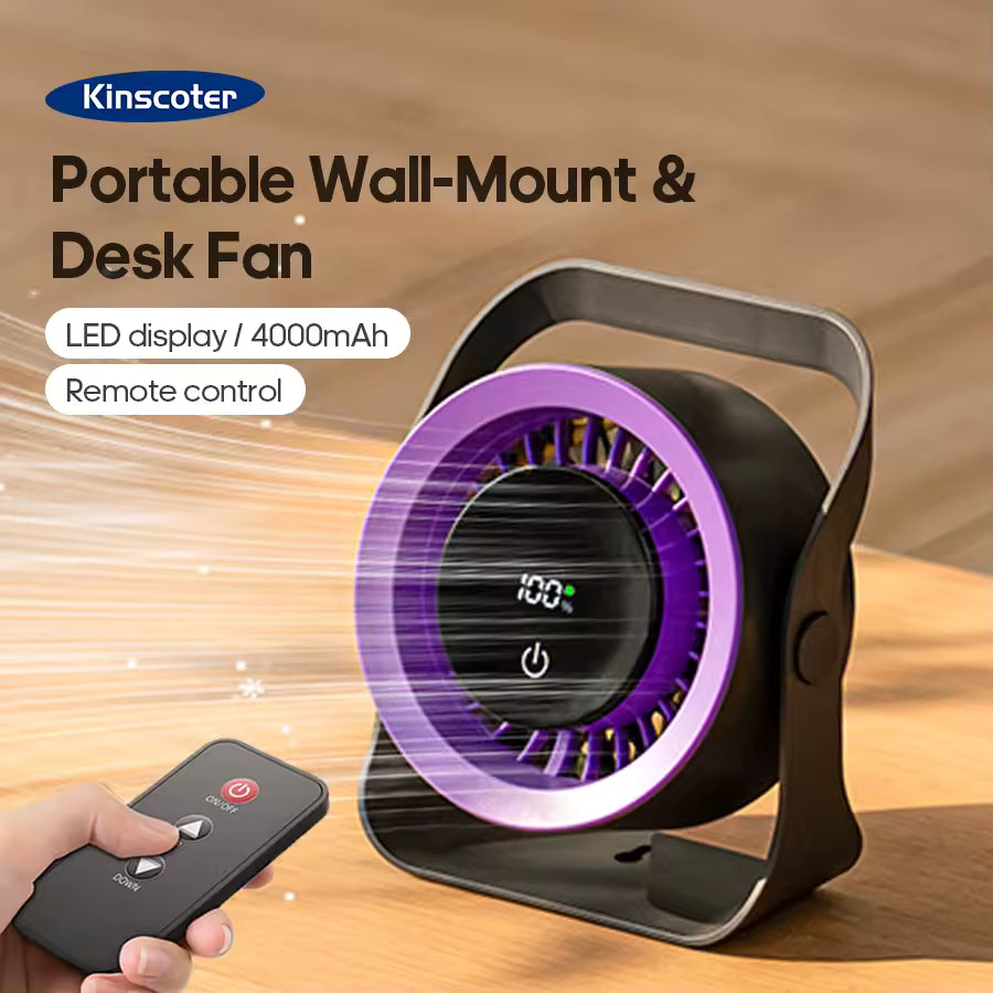 Touch Screen Portable Desk Fan — Ultra Quiet USB Rechargeable
