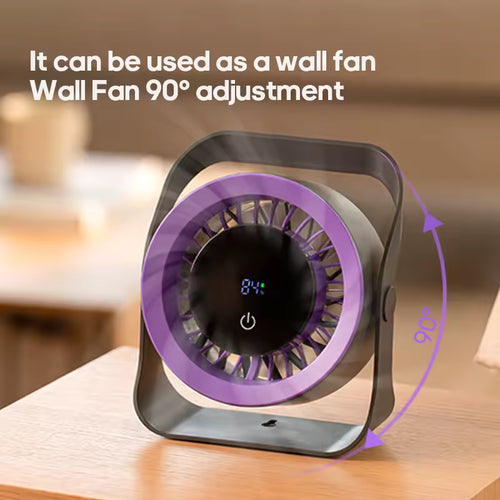 Touch Screen Portable Desk Fan — Ultra Quiet USB Rechargeable
