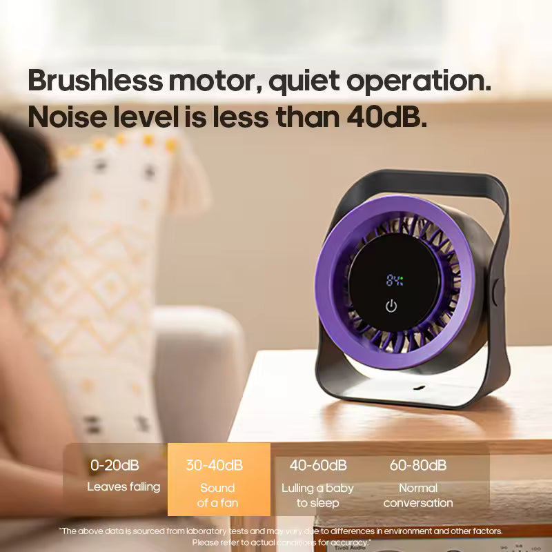 Touch Screen Portable Desk Fan — Ultra Quiet USB Rechargeable